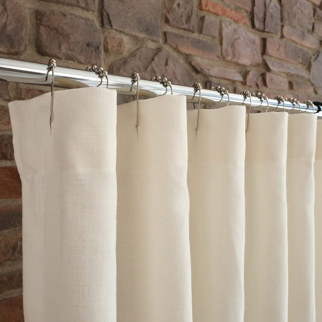 Linen Shower Curtain, Bathroom Curtain, White, Cream, Ivory, Light Gray ...