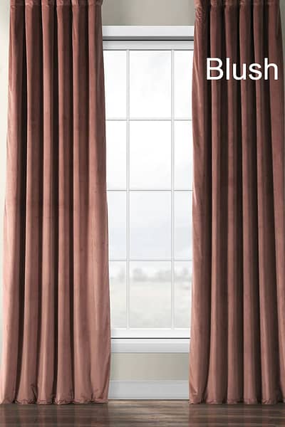blush blackout velvet curtain
