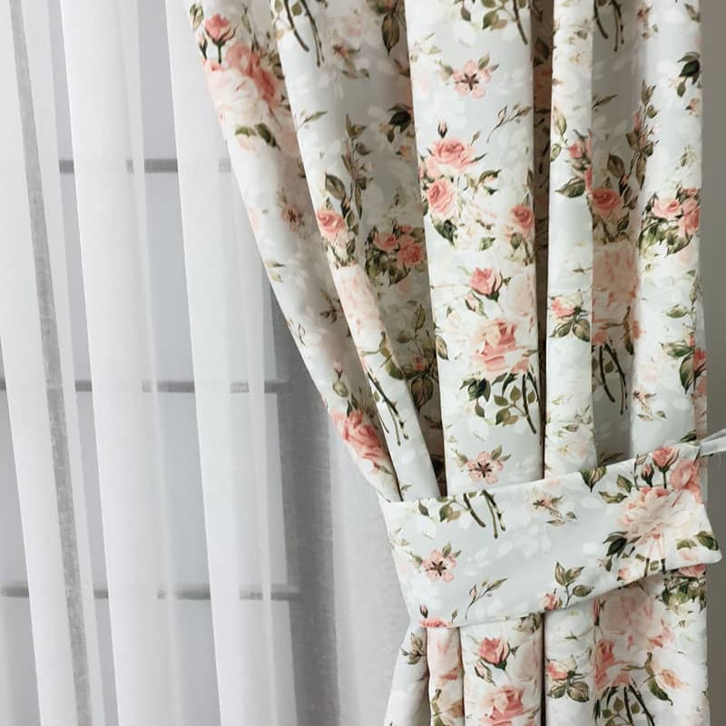 Curtains for Living Room, Bedroom, Door. Window Curtain Panels, Drapes. Rose Pattern