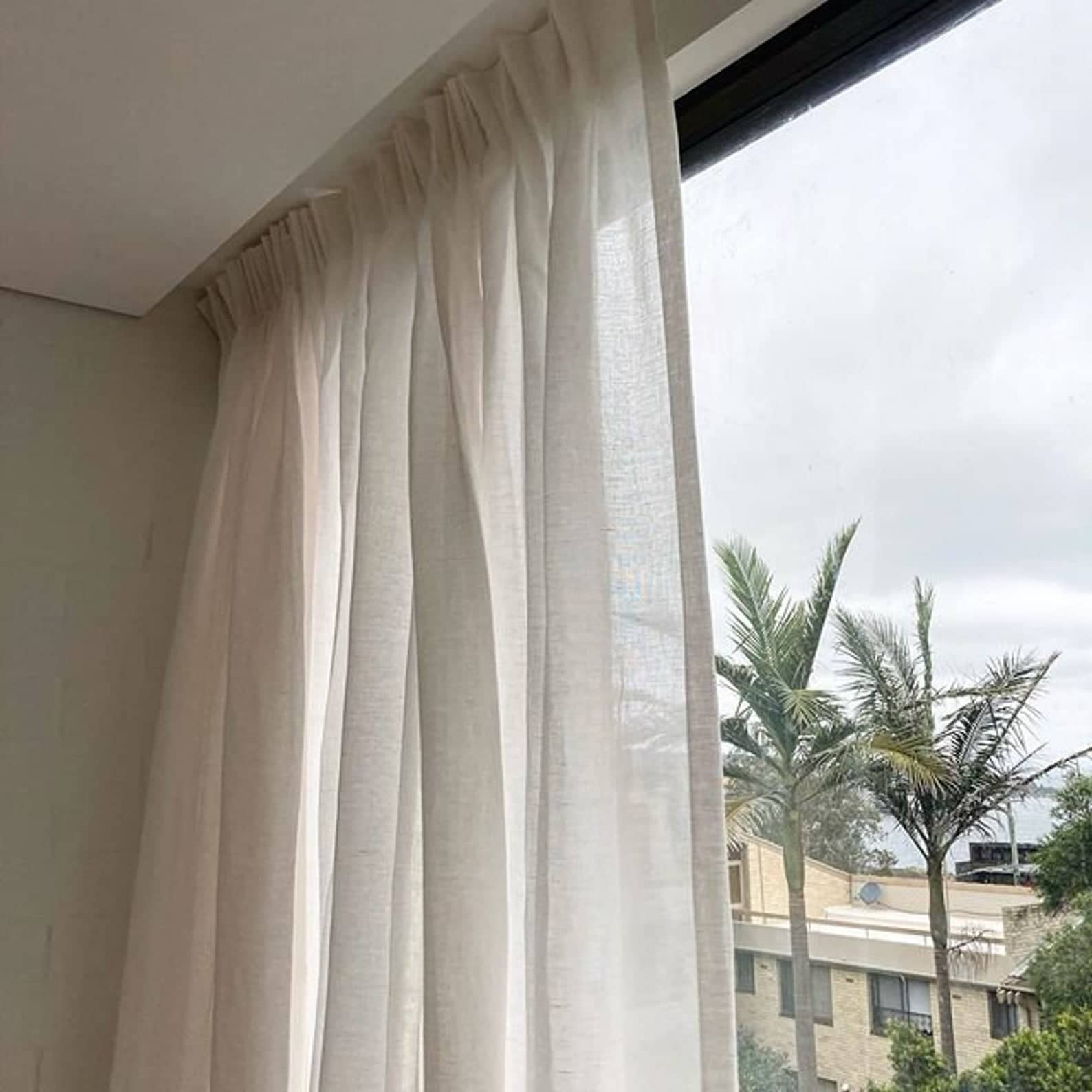MRTREES Voile Curtains 69 Inch Drop 2 Panels Faux Linen Eyelet Sheer Curtain Panel for Bedroom Living Room Patio Door 55x69 Inch Drop 140cm x 175cm White 